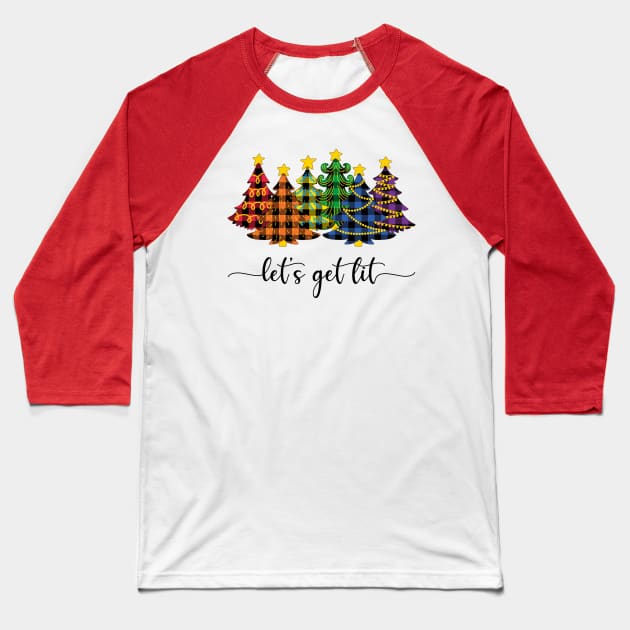 LGBT Christmas Tree Buffalo Plaid Baseball T-Shirt by AllWellia